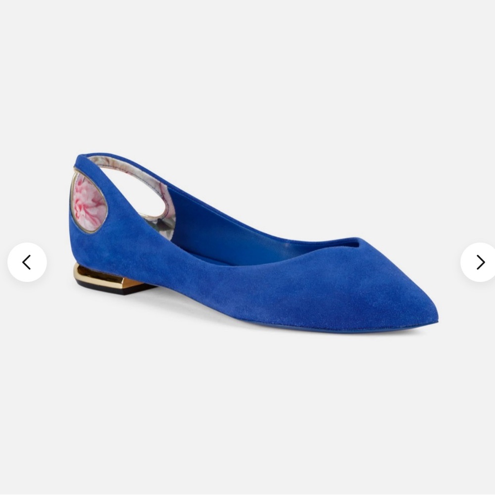 Ted Baker London DABIH Cut Out Ballet Flats Metallic Heel Women 39.5 USA 8.5 - Picture 3 of 7
